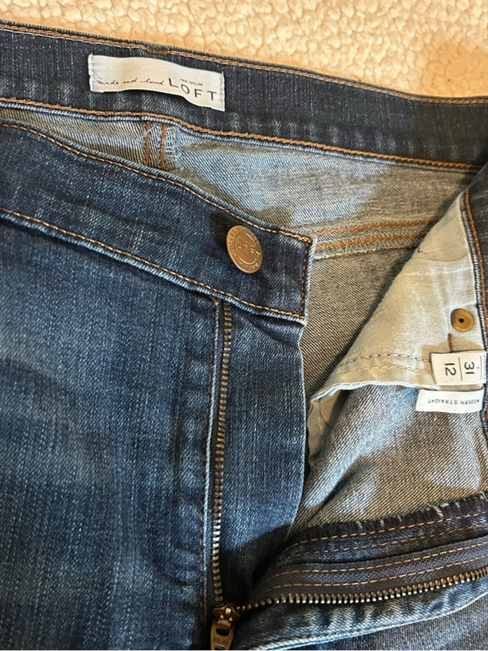 LOFT Medium Blue Denim Jeans with Button Fly